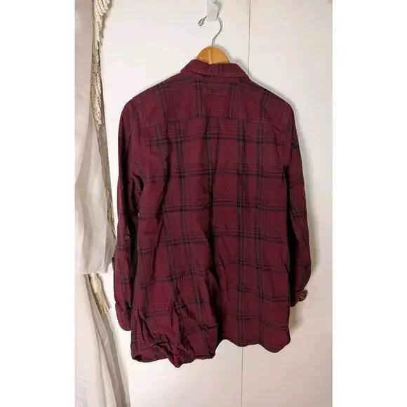 Duluth Trading Co Free Swingin Flannel Shirt Womens Large Red Plaid Button Down - Picture 2 of 9